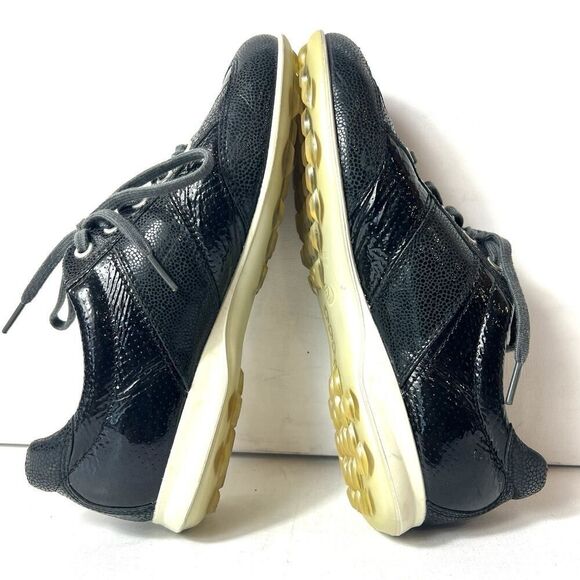 ECCO Shoes Womens Size EU 37 US 6.5 Casual Oxford Lace Up Black Metallic Leather - Picture 6 of 11